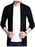 [ベンケ] 【上質な肌触り】 カーディガン オフィス カジュアル ニット 春 スリム ジャケット 薄手 ビジネス ロング ロングカーディガン (ブラック M)