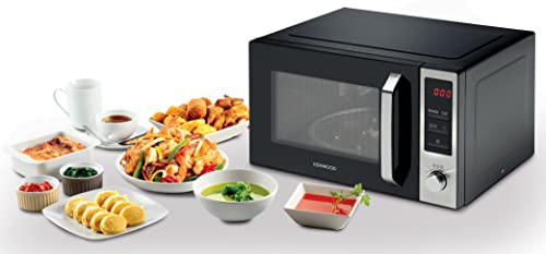 KENWOOD 25L Microwave Oven with Grill, Digital Display, 5 Power Levels, Defrost Function, Stainless Steel, Auto Menu, 95 Minutes Timer, Clock Function 800W MWM25.000BK Black/Silver