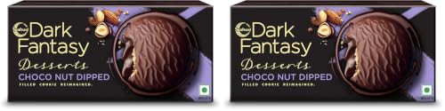 Image of Sunfeast Dark Fantasy Choco Nut Dipped Cookie, Choco Filled With Hazelnuts,100g. (Pack of 2)