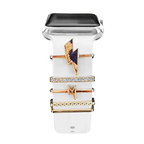 Image of 5Pcs Charms for Apple Watch band 41mm 45mm 40mm 44mm 38mm 42mm 46mm 49mm Women,Diamond+Metal Jewelry Decorative Ring For iWatch series 11 10 9 8 7 6 5 4 se 3 /2,Galaxy watch 7 /6 /5 /4,Strap Accessories