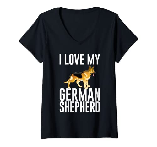 Damen Deutscher Schäferhund-Liebhaber T-Shirt mit V-Ausschnitt