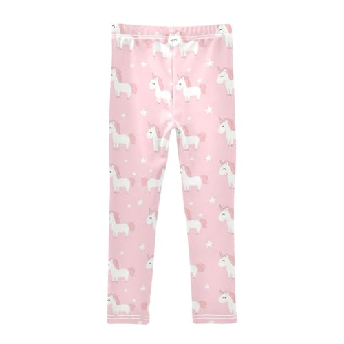 Cute Unicorns Girls' Leggings Toddler Doodles Stars Pink Kids Yoga Pants Dance Active Tights 4T2