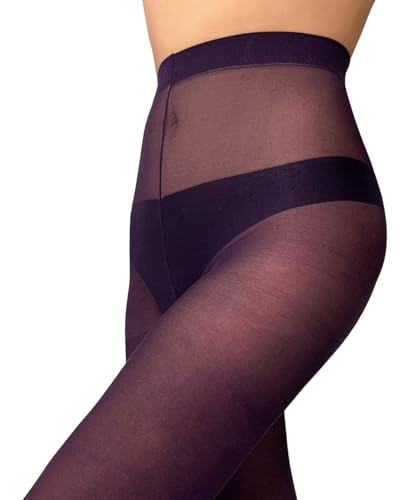 Image of Mila Marutti Classic Violet Semi Opaque Women's Tights | Stockings for Women Plum 30 Denier Pantyhose Nylons - Purple, S