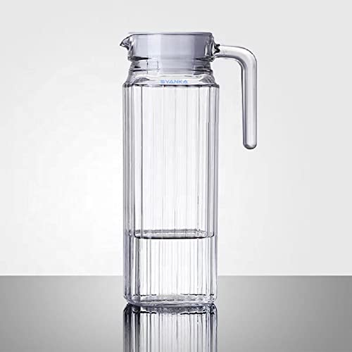 SYANKA Premium Juice and Water Glass Jug Pitcher with lid, 1 Pcs, 1.1-Liter, Iced Tea Pitcher Water Jug Hot Cold Water, Milk and Juice Beverage Carafe, Lemon Jug.