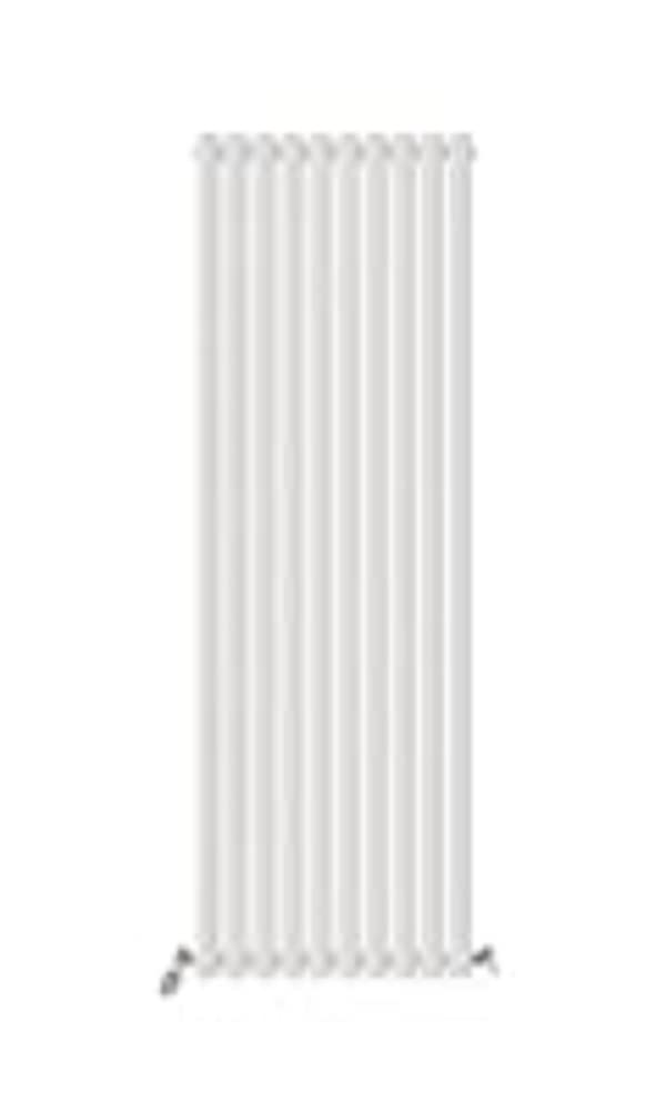 iBathUK Strata Wall-Mounted Vertical Single Oval Panel Radiator, 10 Column Steel High Thermal Output Hydronic Central Heating, Designer Modern Radiator in Matt White, 1800 × 590mm