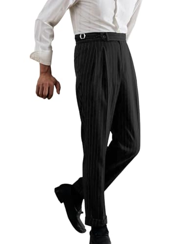 Men's Slim Striped Casual Pant Pinstripe Suit Pant Lightweight Business Dress Trousers for Work