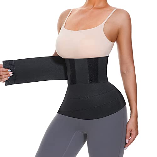 Waist Trainer for Women Bandage Wrap Sport Girdle Workout Waist Trimmer for Gym Sport Tummy Wraps Belly Body Shaper Plus Size (Black 13.1ft/0.43ft)