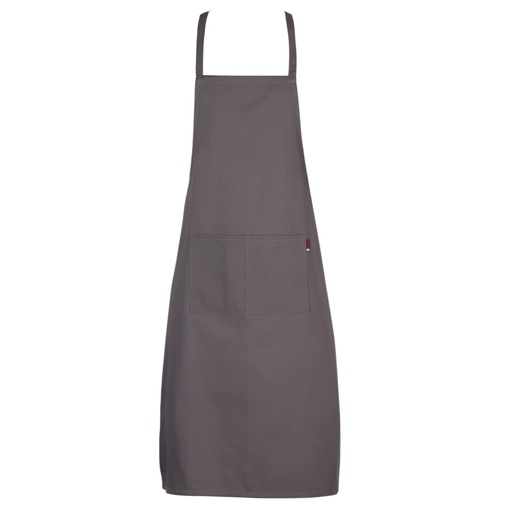 P-H Unisex Dark Ash Full Apron Adjustable 2 Front Pockets Chef Apron Kitchen Café, Pub And Restaurant Men And Women Apron (Dark Ash)