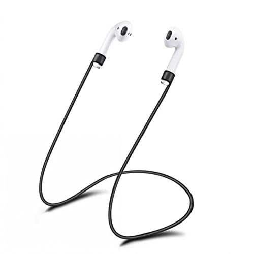 SKEIDO Anti Lost Strap Silicone String Rope for Air Pods Strap Soft Silicone Headset Hanging Neck Rope compatible with AirPods Cable Lanyard -Black