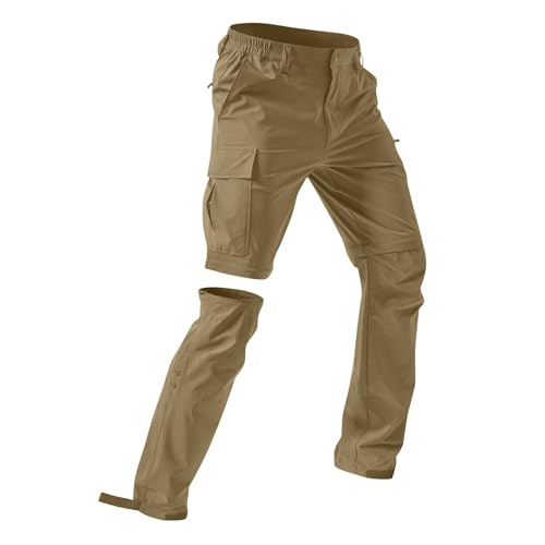 Men's Lightweight Zip-Off Pant Hiking Pants Cargo Trousers Convertible Water Resistant Outdoor with 5 Deep Pockets