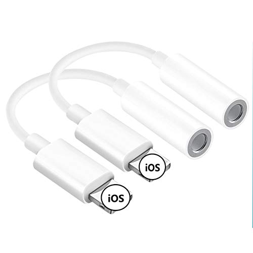 [2 Pack] Adaptador de iPhone Adaptador Jack de 3.5 mm Conector de Auriculares para iPhone 11/11 Pro/11 Pro MAX/XS MAX/X/XR/7/7 Plus/8 Convertidor para Auriculares Divisor de Audio Apoyo Todos los iOS