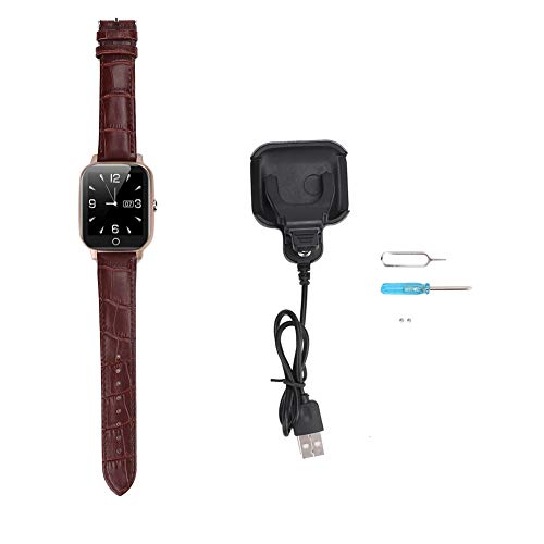 Reloj Inteligente para Ancianos - Reloj para telfono Inteligente Reloj para posicionamiento para Ancianos Control de Salud Reloj para telfono mvil SOS(marrn)