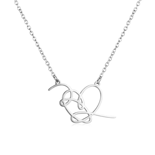 Singer Necklace Stainless Steel Love Pendant Heart Signature Jewelry