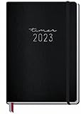 Chäff-Timer Premium Kalender 2023 A5 [Schwarz] Terminplaner für 12 Monate | Terminkalender, Wochenplaner, Wochenkalender, Organizer mit Einstecktasche und mehr | nachhaltig & klimaneutral