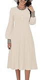 Material :50%Viscose+30%Nylon+20%Cotton,Skin-friendly Knitted , Soft, Warm and Stretchy, made with high-quality fabric, Breathable, lightweight, soft, friendly to skin. Design：long sleeve midi dress 2025，button down ，crew neck，striped maxi dress ,col...