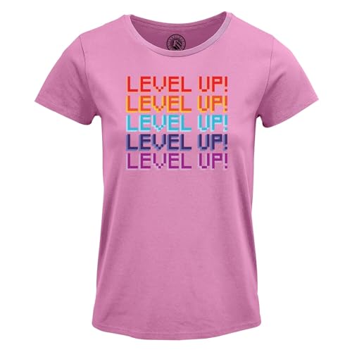 T-shirt femme col rond Level Up - Haut rétro gaming pixel 8 bits pour joueuse