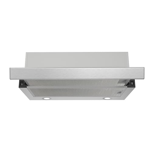 FIREGAS Clase A++ Campana Extractora 60 cm,Telescópica Extractor Cocina con Motor Sin Escobillas,400 m³/h,2 Velocidades,Ruido Bajo,Luces LED, Filtros de Aluminio y Carbón Activo,Acero inoxidable