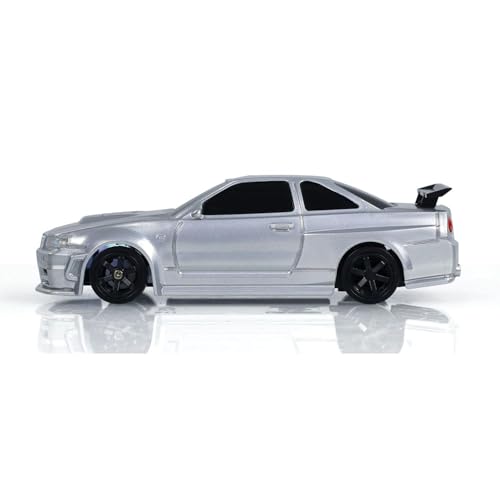 Image of FEXXA 1 /43 Scale RC Drift Race Car Gyro 4WD Ready to Go Mini Remote Control Car High Speed Model (1:43 RC Drift Nissan GT-R R34-SILVER)