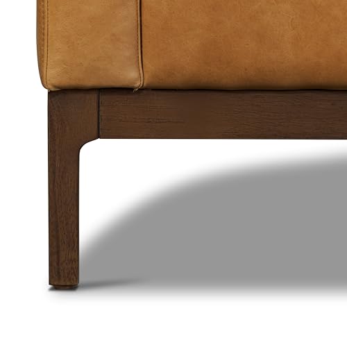 Image of POLY & BARK Toscano 89 inch Sofa in Cognac Tan - Modern Living Room Couch with Deep Seating, Plush Cushions, Premium Upholstery, Contemporary Design, and Solid Wood Frame
