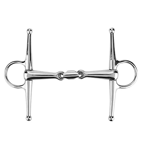 TopHomer Full Cheek Stainless Steel Horse Trense Bit Ring Three section Full Cheek Trense Horse Riding Rotary Directional Aid Roller Ring (135 mm)