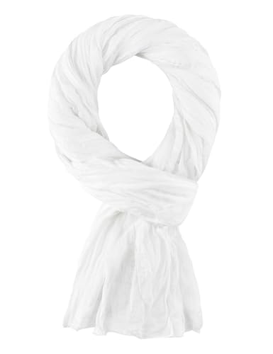Schal für Damen und Herren, Leichte Stola - 100% Baumwolle – Größe 200 x 110 cm - Über 40 Unifarben – Premium-Schal - flexibel und komfortabel - Weiß
