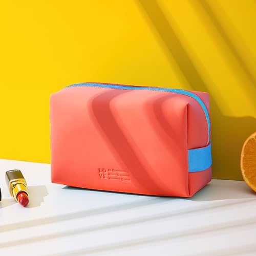 Image of Amazon Brand - Umi Pouch for Travel Makeup Bag, Makeup Organizer Bag, Cosmetic Bag Makeup Bag for Women, Toiletry Bag for Travel Tools 16.5x7x11.5cm, Small, Orange