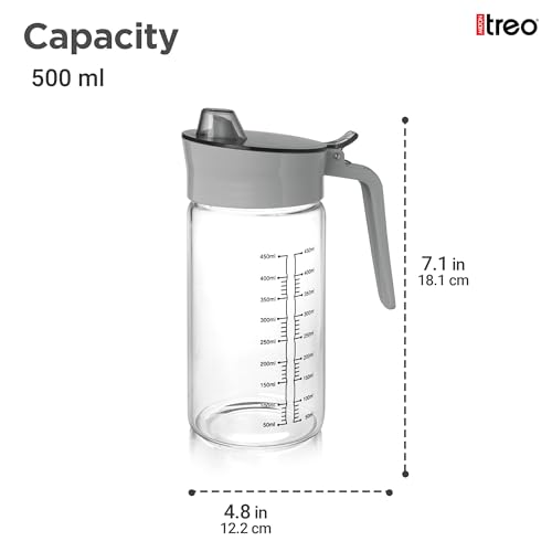 Image of Treo By Milton Flow Oil Dispenser For Kitchen | Leak-Proof & BPA-Free | Food-Safe High Borosilicate Glass | Non-Porous with Capacity Indicator | Durable & Stylish Kitchen Accessory, 500 ml