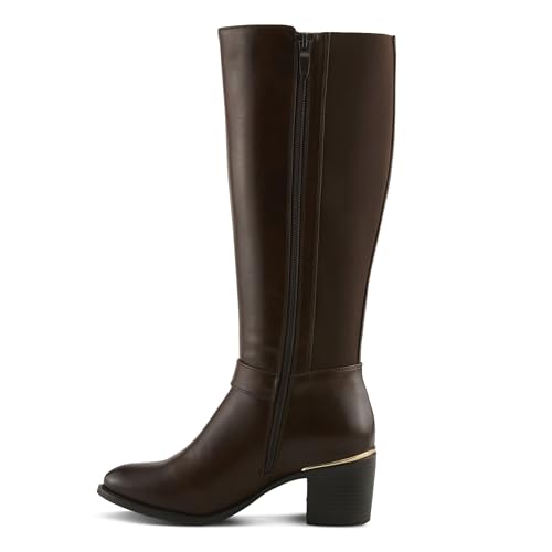 PATRIZIA KATERINA Women’s Tall Block Heel Boot – Faux Leather Knee-High with Gold Buckle Detail3
