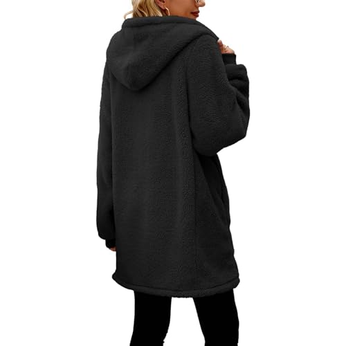 Gumipy Fleece Jacket Women Zip Up Fuzzy Sherpa Jacket Warm Hooded Winter Coats Trendy Long Sleeve Light Jackets Teddy Coat3