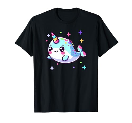 Cute Kawaii Narwhal Blue Pink Anime Sea Critter Fun T-Shirt