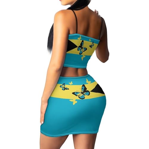 Image of 2025 Sexy Spaghetti Strap Crop Tops and Bodycon Skirt Casual 2 Piece Set S-4XL