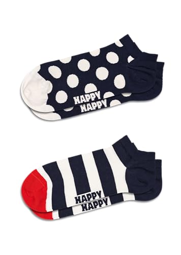 Happy Socks Classic Big Dot Design Crew Socks, for Men and Women, made with Sustainable Cotton (US, Alpha, Small, Medium, Regular, Regular, 2-Pack Big Dot Stripe Low Sock)