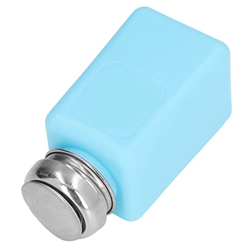 PressType Dispenser Pump with 200ml Capacity, Featuring an ESD Static Stainless Steel Lid, for Dispensing Acetone, IPA Solvent, Oil (Blue)