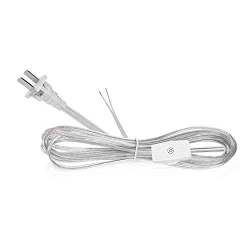 OhLectric Lamp Lighting Cord with Switch Set - 8 Ft Cord with Hi-Low Switch - Extension Cord Set for Electrical and Lighting Appliances - 18/2 SPT-2 Wire Electrical Cord Set - Clear Silver - OL-40250