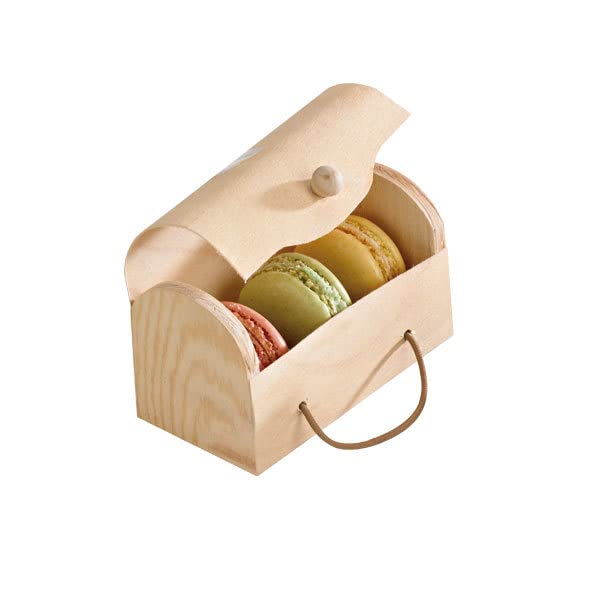 PacknWood 210MAC3CYB - rectangular box- wooden box latch - Rectangular Wooden Macaroons Box- box latch - wooden box-Rectangular Wooden Macaroons Box with Latch - (Case of 100)