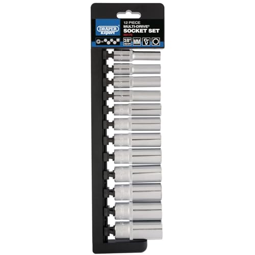 Draper 50176 Square Drive Expert Multi-Drive Deep Socket 12 Pieces Set, 3/8" Length