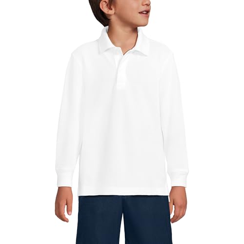 Lands' End School Uniform Kids Long Sleeve Mesh Polo Shirt4