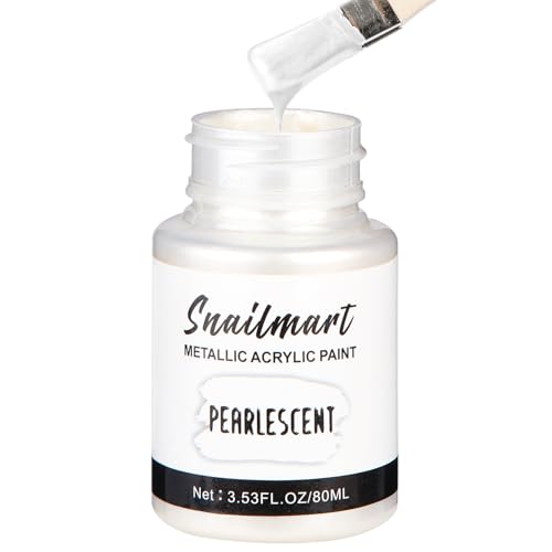 Acrylic Paint Metallic Pearlescent 80ml Pearl Acrylic Paint with 1 Brushes for Art Painting Hand-crafts Non-Toxic Non-Fading Ideal for Canvas Wood Fabric Ceramic Stone Craft Supplies