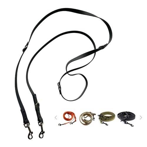 SNIFFLS® Hundeleine, schwarz – Verstellbar, leicht & robust – Wasserabweisend, stylisch & mit perfektem Griff – Ideal für kleine & große Hunde – Outdoor-Leine