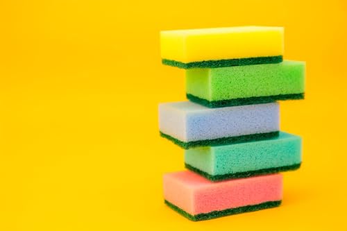 Image of DecorRack 150 Kitchen Scrub Sponges, Heavy Duty Bulk Pack, Multicolor