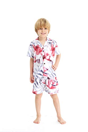 Image of Boys' Aloha Shirt Cabana Set in Signature Prints | Button Front Shirt; Soft Rayon Fabric; Signature Tropical Prints; Lightweight Comfort; Vacation Ready