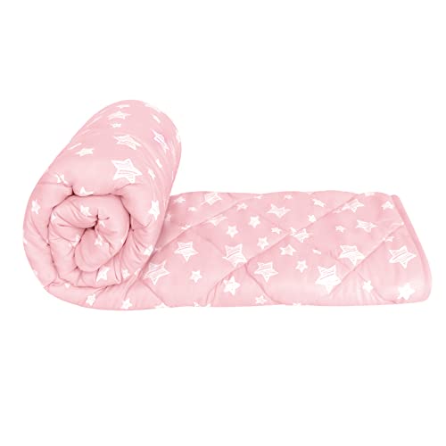 Image of Baby Blanket for Boys and Girls, Soft Cozy Toddler Comforter Quilted with Pink Star Print, Ultra Soft Down Alternative Crib Comforter, 39x47 Inches