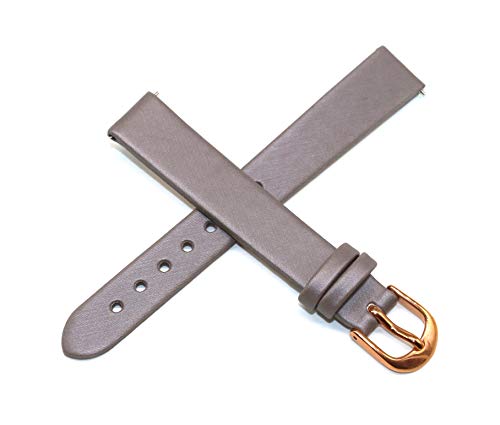 Kenneth Jay Lane 14MM Gray Genuine Leather Watch Strap 7 Inches Long with Rose Gold Stainless Steel Buckle