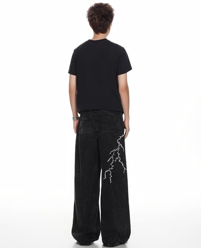 Men's Fashion Wide Leg Baggy Jeans Embroidered Vintage Washed Loose Fit Cargo Long Denim Pants Streetwear3