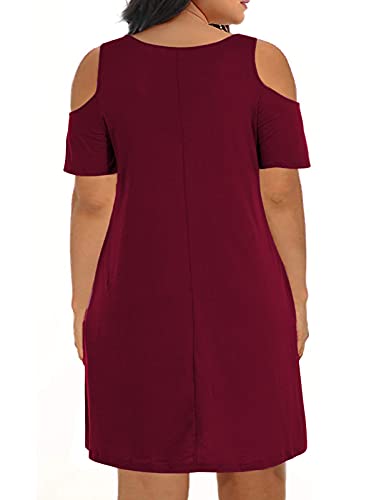 Image of Kancystore Women's Plus Size Summer Dresses Short Sleeve Casual T-Shirt Swing Dress with Pockets