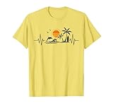 Island and Dolphin Heartbeat with Tropical Palm Trees Beach T-Shirt