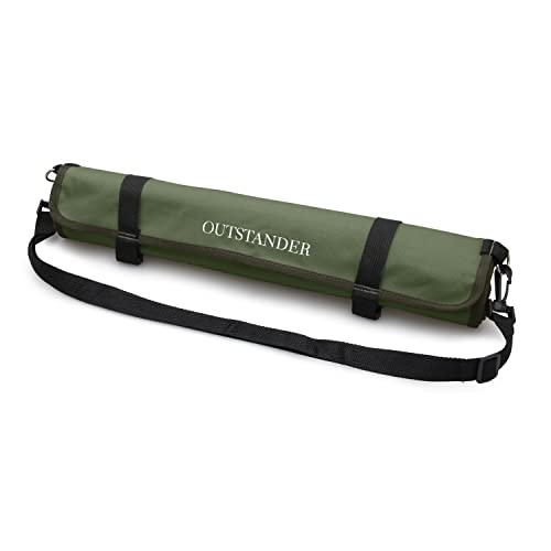 OUTSTANDER - Bolsa para Cuchillos de Chef,11 Ranuras, Lona Encerada de Alta Resistencia de 16 OZ para Acampar, Herramienta de Almacenamiento para Equipo de Chef, Viene con Correa para el Hombro,Verde