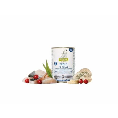 ISEGRIM Lata Perro Adulto Trucha + Chirivia, Arándanos y Hierbas Silvestres, 800 g, Perro