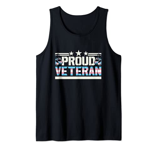 Orgulloso Trans Veterano Transgénero LGBT Ejército Militar Jubilado Camiseta sin Mangas