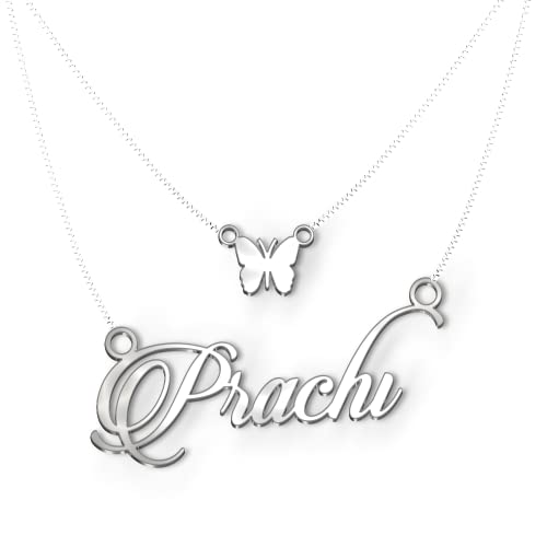 Image of Prachi Cursive Gold & Silver Name Pendant Necklace, Best Jewelry Gift for Girls.